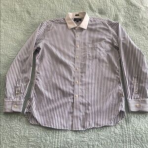 Thompson White and Blue Dress Shirt with Striped Pattern